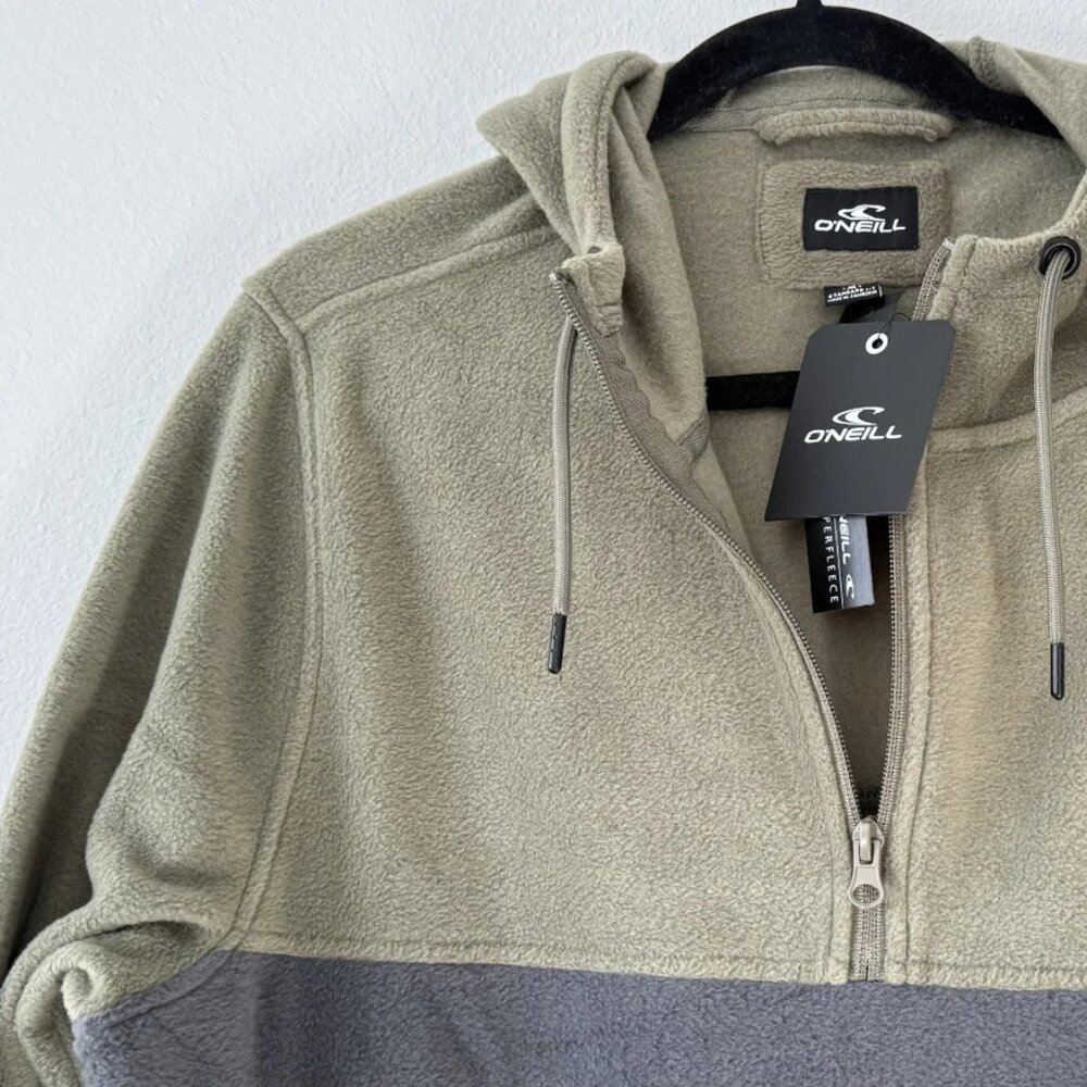 O'Neill Vantage SuperFleece 1/4 Zip Pullover Hoodie Green Gray Men's Medium M NW - Picture 4 of 13